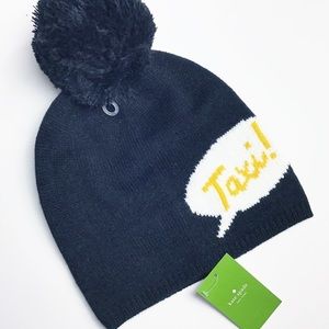 Kate Spade | NWT Black Taxi Beanie w/ Pom Pom